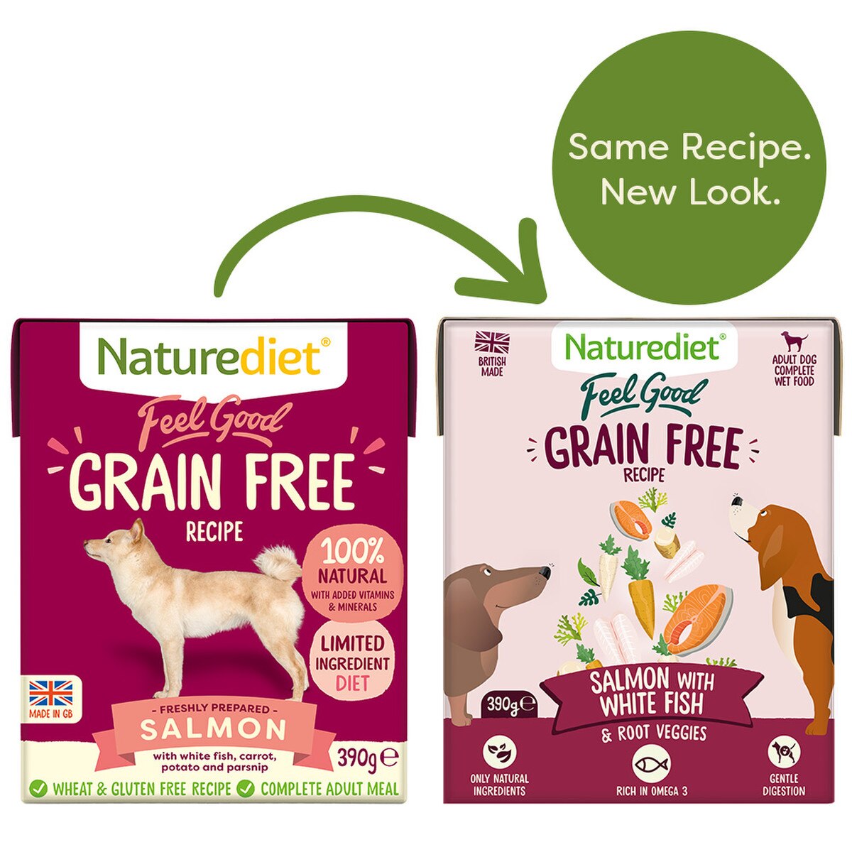Naturediet Salmon Dog Food 18x390g Next Day Delivery by 7pm